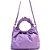 Bolsa Bucket Lança Perfume Couro com Pregas Roxo Feminino - Imagem 3