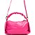 Bolsa Crossbody Lança Perfume Couro Alça Franzida Rosa Feminino - Imagem 2