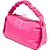 Bolsa Crossbody Lança Perfume Couro Alça Franzida Rosa Feminino - Imagem 3