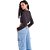 Blusa Cropped Myft Com Bordado AV23 Preto Feminino - Imagem 4