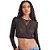Blusa Cropped Myft Com Bordado AV23 Preto Feminino - Imagem 1