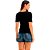 Blusa Canelada Lança Perfume Manga Pr25 Preto Feminino - Imagem 2