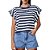 Camiseta Colcci Listrada Pr25 Azul e Off White Feminino - Imagem 3