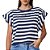 Camiseta Colcci Listrada Pr25 Azul e Off White Feminino - Imagem 1