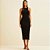 Vestido Mid Forum Canelado Ve26 Preto Feminino - Imagem 1
