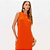 Vestido Super Midi Lança Perfume Friso Ve26 Laranja Feminino - Imagem 3