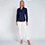 Camisa Dudalina Luxury Cetim Ve26 Marinho Feminino - Imagem 4