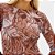 Blusa Lança Perfume Tule Estampado Ou26 Marrom Feminino - Imagem 3