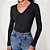 Blusa Canelada Colcci Gola V Ou26 Preto Feminino - Imagem 1