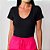 Camiseta Canelado Colcci Gola V In26 Preto Feminino - Imagem 1
