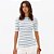Blusa Canelada Lança Perfume Listrada Pr27 Azul Feminino - Imagem 1