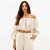 Blusa Lança Perfume Crop Omb a Omb Linho Ve27 Bege Feminino - Imagem 1