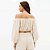 Blusa Lança Perfume Crop Omb a Omb Linho Ve27 Bege Feminino - Imagem 2