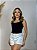 Shorts Jeans Branco Barra Dobrada Cinto jeans - Imagem 2