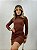 Vestido Ribana  Curto Manga longa Marrom - Imagem 2