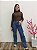 Calça Jeans Wide Leg Cargo Utilitária Poderosa– Lavagem Azul Escura - Imagem 1