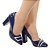 Scarpin Dravanna Salto Alto Bloco Fivela Azul - Imagem 1