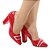 Scarpin Dravanna Salto Alto Bloco Fivela Vermelho - Imagem 1
