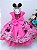 VESTIDO INFANTIL MINNIE ROSA CHICLETE CINTO DE PÉROLAS LUXO - Imagem 3