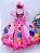 Vestido Infantil Bolofofos Rosa Flores Cinto Pérolas Luxo Super luxo festa RO028BF - Imagem 4