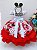 Vestido Infantil Minnie Vermelho Bolinhas Pérolas C/ Tiára super luxo festa RO1108MV - Imagem 4