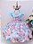 Vestido Infantil Unicórnio Arco Iris Cinto de Pérolas Festa  Luxo RO0734AZ - Imagem 1