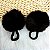 Par De Xuxinha Com Pompom Pelúcia 7cm Elástico De Cabelo Preto - Imagem 1