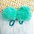 Par De Xuxinha Com Pompom Pelúcia 7cm Elástico De Cabelo Verde Água - Imagem 1