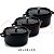 Kit Conjunto Caçarola Hercules Revestimento Ceramico Indução Preto 6,8L + 6,8L + 6,8L - Imagem 2
