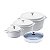 Kit Conjunto Caçarola Hercules Revestimento Ceramico Indução Branca 3L + 4,3L + 6,8L + 3,5L - Imagem 1