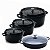 Kit Conjunto Caçarola Hercules Revestimento Ceramico Indução Preto 2,4L + 4,3L + 6,8L + 3,5L - Imagem 1