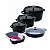 Kit Conjunto Caçarola e Assadeira Hercules Revestimento Ceramico Indução Preto 3L + 4,3L + 6,8L + 3,5L - Imagem 1