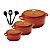 Kit Conjunto Caçarola Hercules Revestimento Ceramico Indução Laranja 2,4L + 4,3L + 6,8L + Utensilios De Silicone - Imagem 1