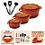 Kit Conjunto Caçarola Hercules Revestimento Ceramico Indução Laranja 2,4L + 4,3L + 6,8L + Utensilios De Silicone - Imagem 2