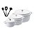 Kit Conjunto Caçarola Hercules Revestimento Ceramico Indução Branca 2,4L + 4,3L + 6,8L + Utensilios De Silicone - Imagem 1
