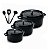Kit Conjunto Caçarola Hercules Revestimento Ceramico Indução Preto 2,4L + 4,3L + 6,8L + Utensilios De Silicone - Imagem 1