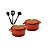 Kit Conjunto Caçarola Hercules Revestimento Ceramico Indução Laranja 2,4L + 2,4L + Utensilios De Silicone - Imagem 1