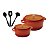 Kit Conjunto Caçarola Hercules Revestimento Ceramico Indução Laranja 4,3L + 6,8L + Utensilios De Silicone - Imagem 1