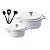 Kit Conjunto Caçarola Hercules Revestimento Ceramico Indução Branca 2,4L + 6,8L + Utensilios De Silicone - Imagem 1