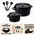 Kit Conjunto Caçarola Hercules Revestimento Ceramico Indução Preto 2,4L + 6,8L + Utensilios De Silicone - Imagem 2