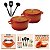 Kit Conjunto Caçarola Hercules Revestimento Ceramico Indução Laranja 4,3L + 4,3L + Utensilios De Silicone - Imagem 4