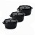 Kit Conjunto Caçarola Hercules Revestimento Ceramico Indução Preto 1,3L + 1,3L + 1,3L - Imagem 1