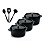 Kit Conjunto Caçarola Hercules Revestimento Ceramico Indução Preta 6,8L + 6,8L + 6,8L + Utensilios De Silicone - Imagem 1