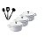 Kit Conjunto Caçarola Hercules Revestimento Ceramico Indução Branca 6,8L + 6,8L + 6,8L + Utensilios De Silicone - Imagem 1
