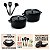 Kit Conjunto Caçarola Hercules Revestimento Ceramico Indução Preta 6,8L + 6,8L + Utensilios De Silicone - Imagem 4