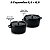 Kit Conjunto Caçarola Hercules Revestimento Ceramico Indução Preta 6,8L + 6,8L + Utensilios De Silicone - Imagem 3