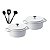 Kit Conjunto Caçarola Hercules Revestimento Ceramico Indução Branca 6,8L + 6,8L + Utensilios De Silicone - Imagem 1