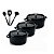Kit Conjunto Caçarola Hercules Revestimento Ceramico Indução Preta 4,3L + 4,3L + 4,3L + Utensilios De Silicone - Imagem 1