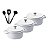 Kit Conjunto Caçarola Hercules Revestimento Ceramico Indução Branca 4,3L + 4,3L + 4,3L + Utensilios De Silicone - Imagem 1