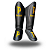 CANELEIRA DE MUAY THAI E KICKBOXING PRETA "P" DOURADO | 30 MM PU - Imagem 1